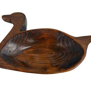 Vintage Handcrafted Wooden Duck Bowl